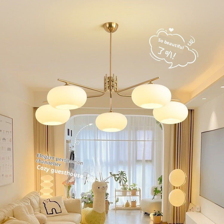 Simple Modern Bedroom Light Cream Style Persimmon Chandelier