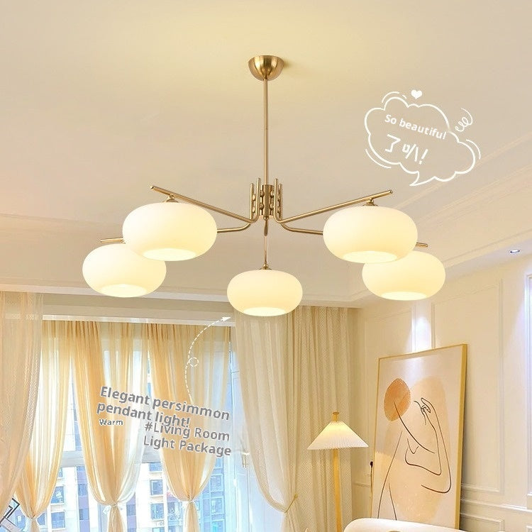 Simple Modern Bedroom Light Cream Style Persimmon Chandelier