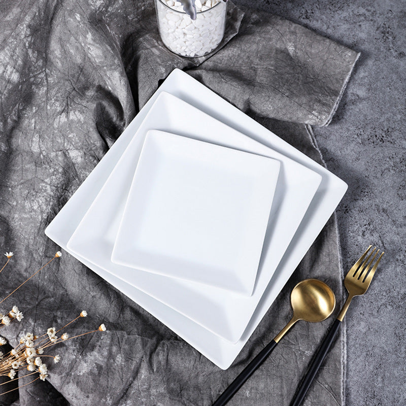 Creative Simple White Nordic Style Square Plate Ceramics